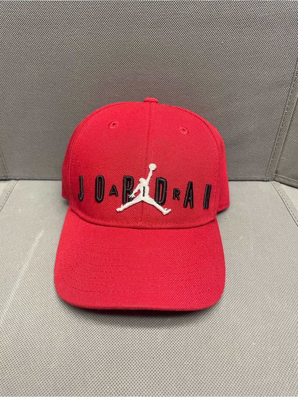 Jordan Kids Red Cap with White Jumpman and Black Lettering